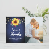 Zonnebloem Bourgondië Roos Lights Navy Foto Bruilo Bedankkaart (Staand voorkant)