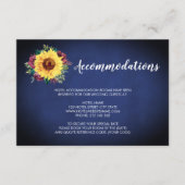 Zonnebloem Bourgondië Roos Navy Bruiloft Accommoda Informatiekaartje (Voorkant)