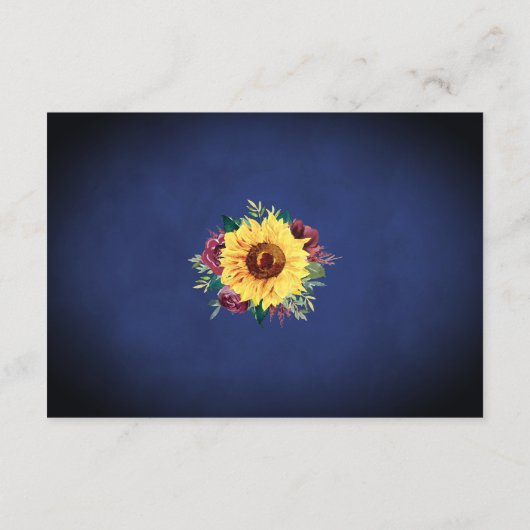 Zonnebloem Bourgondië Roos Navy Bruiloft Accommoda Informatiekaartje (Achterkant)