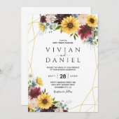 Zonnebloem Bourgondië Rozen Blauw Rustiek Kaart (Voorkant / Achterkant)