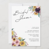 Zonnebloem Bourgondiër Rustieke Herfst Bruids Show Kaart (Voorkant)