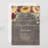 Zonnebloem Bourgondiërode Roos Huwelijksjubileum Kaart (Voorkant)