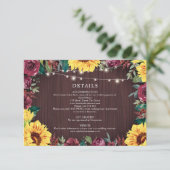 Zonnebloem Bourgondische Grenslichten Bruiloft Det Informatiekaartje (Staand voorkant)