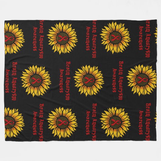 Zonnebloem... Brain Aneurysm Fleece Deken (Voorkant (Horizontaal))