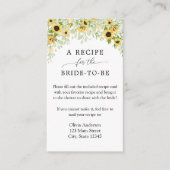 Zonnebloem Bridal Recipe Enclosure Card Informatiekaartje (Voorkant)