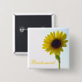 Zonnebloem Bridesmaid Pin Vierkante Button 5,1 Cm (Voorkant /achterkant)