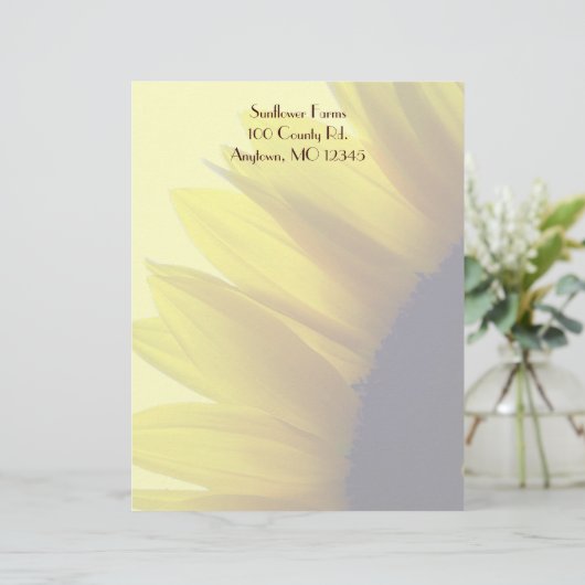 Zonnebloem Briefhoofd Sjabloon (Staand voorkant)