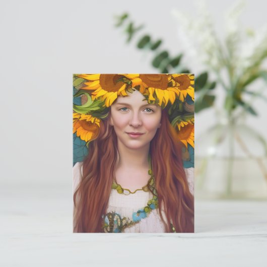 Zonnebloem Briefkaart (Staand voorkant)