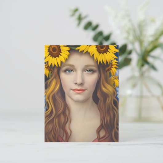 Zonnebloem Briefkaart (Staand voorkant)