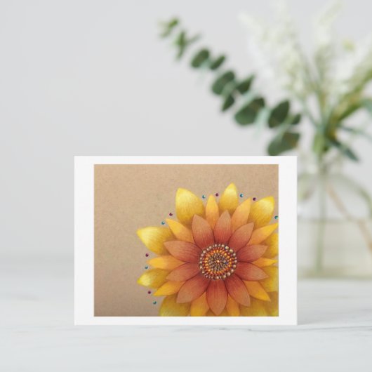 Zonnebloem briefkaart (Staand voorkant)