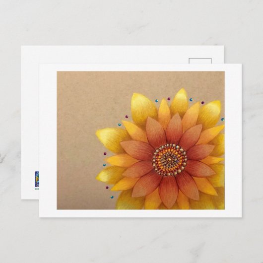 Zonnebloem briefkaart (Voorkant / Achterkant)