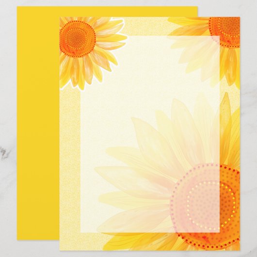 Zonnebloem Briefpapier (Voorkant / Achterkant)