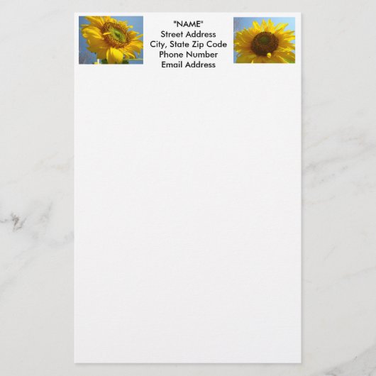 Zonnebloem Briefpapier Aangepaste Persoonlijke Zon (Voorkant)