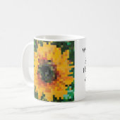 Zonnebloem Bright Floral Pixel Art Koffiemok (Voorkant links)