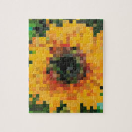 Zonnebloem Bright Floral Pixel Art Legpuzzel
