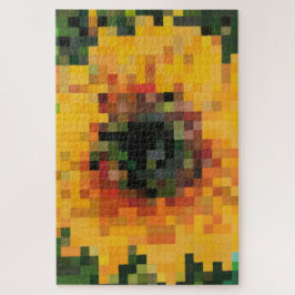 Zonnebloem Bright Floral Pixel Art Legpuzzel
