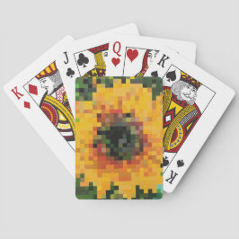 Zonnebloem Bright Floral Pixel Art Pokerkaarten