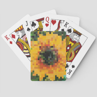 Zonnebloem Bright Floral Pixel Art Pokerkaarten