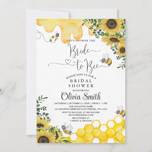 Zonnebloem bruid om bruids douche uitnodiging te z (Voorkant)