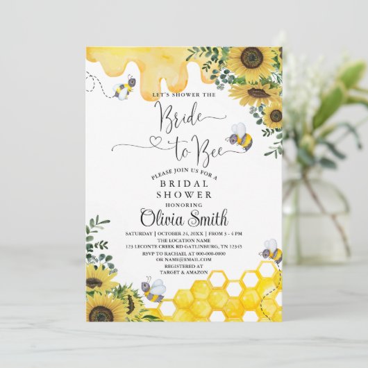 Zonnebloem bruid om bruids douche uitnodiging te z (Staand voorkant)