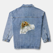 Zonnebloem bruid sluier gepersonaliseerde denim ja jacket (Achterkant)