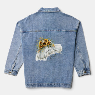Zonnebloem bruid sluier gepersonaliseerde denim ja jacket