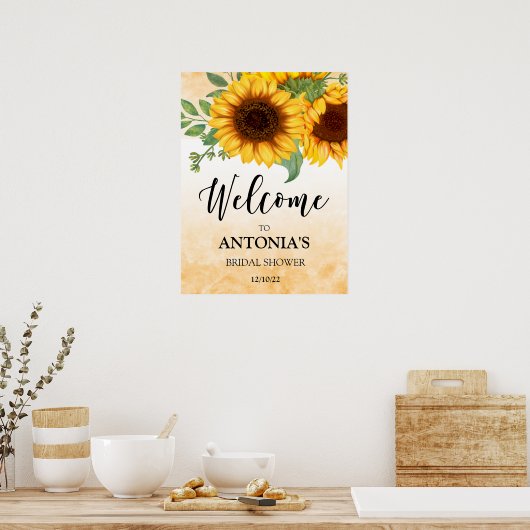 Zonnebloem Bruids Bruiloft Welcome Poster (Keuken)