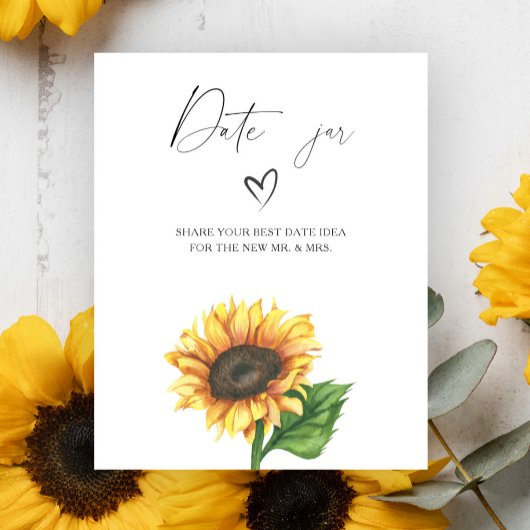 Zonnebloem bruids douche Date night ideeën spel Poster