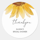 Zonnebloem bruids douche klassieke ronde sticker (Voorkant)
