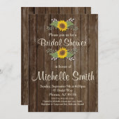 Zonnebloem Bruids Douche Uitnodiging, Rustiek, Blo Kaart (Voorkant / Achterkant)