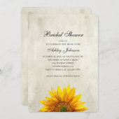 Zonnebloem bruids douche uitnodiging. Rustieke blo Kaart (Voorkant / Achterkant)