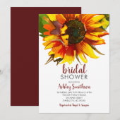 Zonnebloem bruids douche uitnodigingen, kaart (Voorkant / Achterkant)