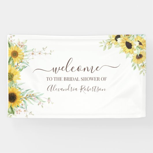 Zonnebloem Bruids Trouwdouche Welkom Banner (Horizontaal)