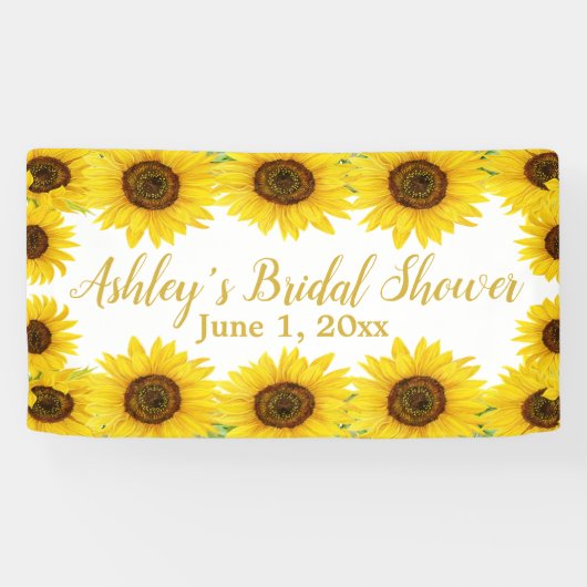 Zonnebloem Bruidsbruiloft Achtergrond Boho Bloemst Spandoek (Horizontaal)