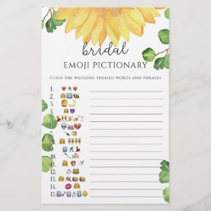 Zonnebloem bruidsbruiloft emoji pictionary spel