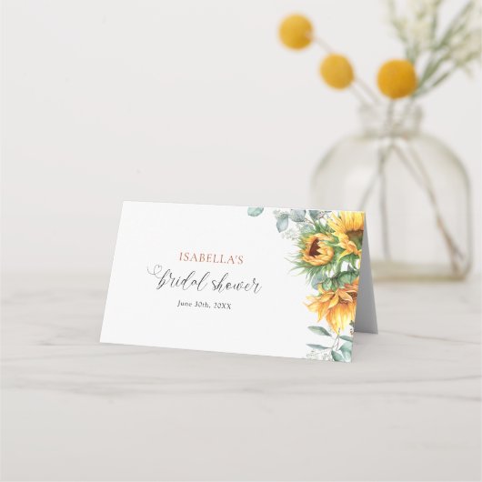 Zonnebloem Bruidsdouche Plaatskaartje (Achterkant)