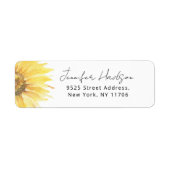 Zonnebloem bruidsdouche retouradres etiket (Voorkant)
