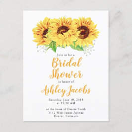 Zonnebloem Bruidsdouche Uitnodiging Waterverf