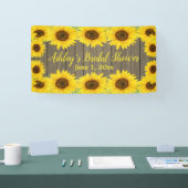 Zonnebloem Bruidsfeest Achtergrond Rustieke Houten Spandoek (Beurs)