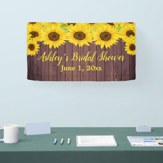 Zonnebloem Bruidsfeest Backdrop Rustieke Houten Pr Spandoek (Beurs)
