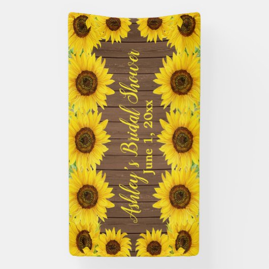 Zonnebloem Bruidsfeest Backdrop Rustieke Houten Pr Spandoek (Verticaal)