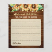 Zonnebloem Bruidsfeest Bruid Mevrouw Advieskaarten (Voorkant)