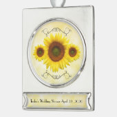 Zonnebloem Bruidsfeest Herinnering Ornament Verzilverd Banner Ornament (Links)