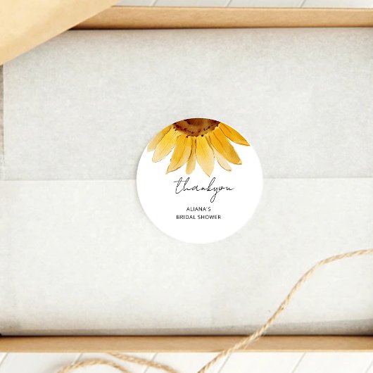 Zonnebloem bruidsfeest klassieke ronde sticker