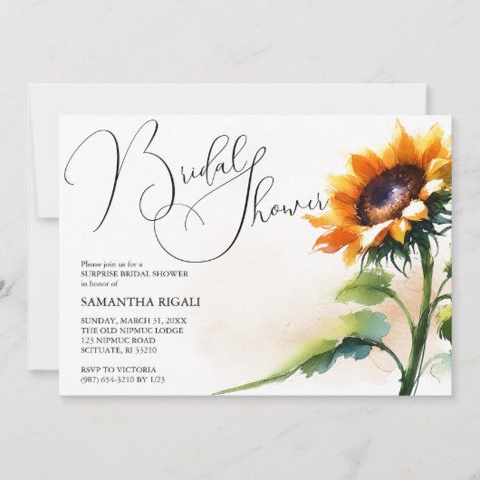 Zonnebloem Bruidsfeest Uitnodiging (Voorkant)