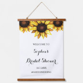 Zonnebloem Bruidsfeest Welkom Bloem Sign Hangend Wandkleed (Voorkant)