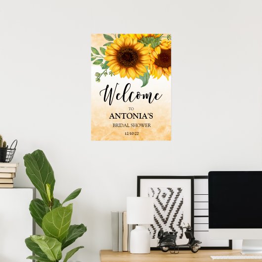 Zonnebloem Bruidsmeisjes Bruiloft Welcome Poster (Thuiskantoor)