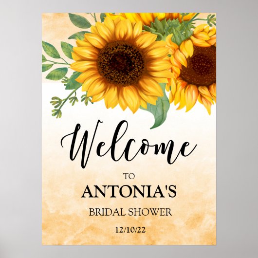Zonnebloem Bruidsontbijt Welkom Poster (Voorkant)