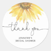 Zonnebloem bruidsshower klassieke ronde sticker (Voorkant)