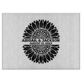 Zonnebloem Bruiloft Aangepaste Naam & Datum Snijplank (Voorkant)